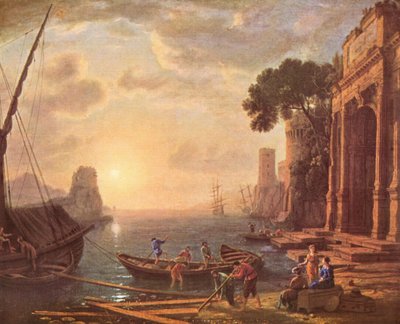 Haven bij zonsondergang door Claude Lorrain